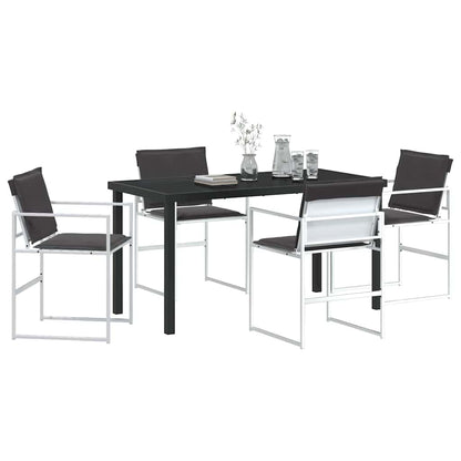 vidaXL Garten Essgruppe 5 pcs Weiß Pulverbeschichteter Stahl
