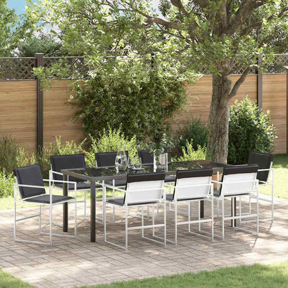 vidaXL Garten Essgruppe 9 pcs Weiß Pulverbeschichteter Stahl