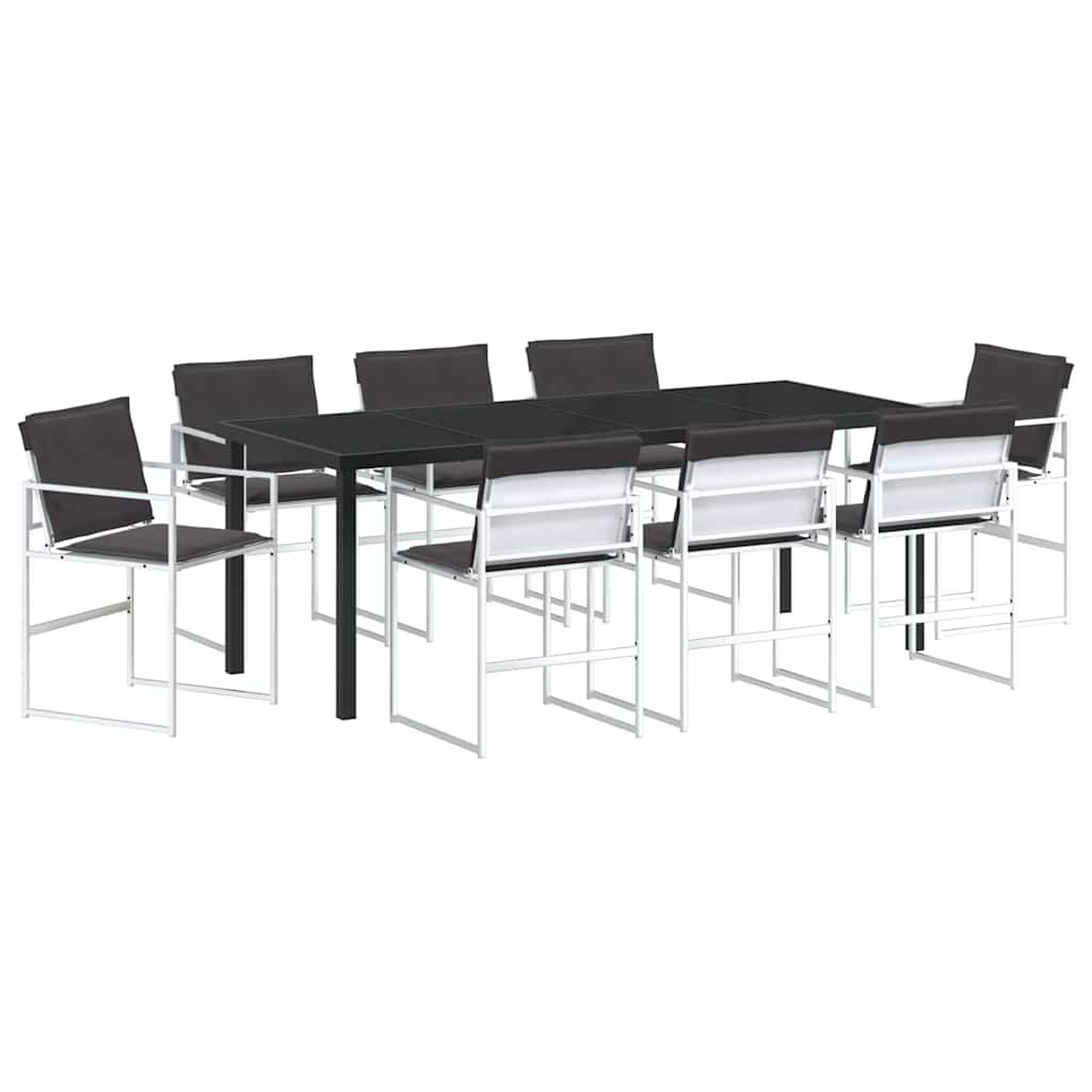 vidaXL Garten Essgruppe 9 pcs Weiß Pulverbeschichteter Stahl