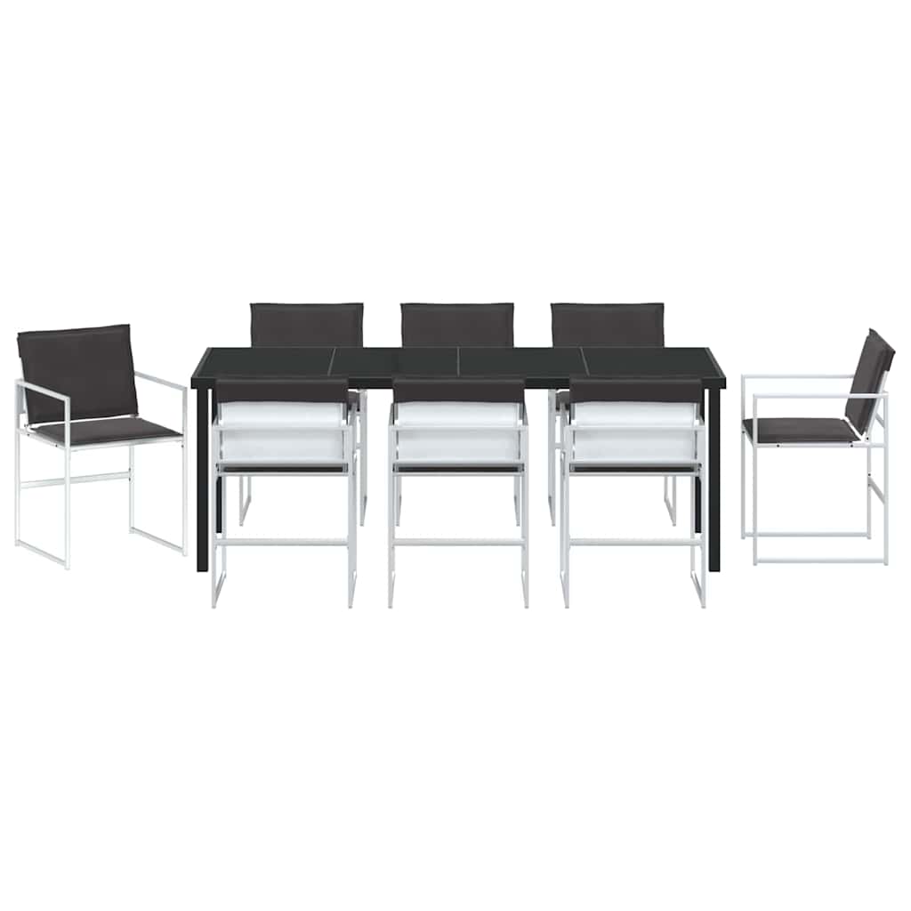 vidaXL Garten Essgruppe 9 pcs Weiß Pulverbeschichteter Stahl