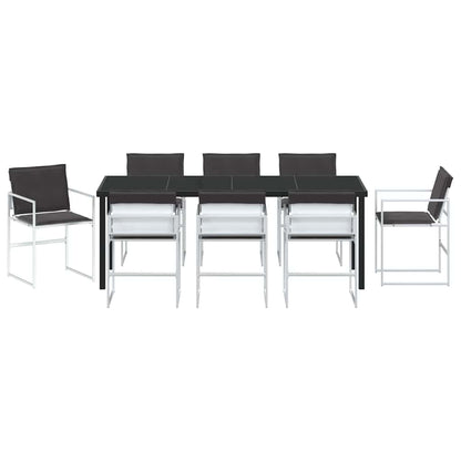 vidaXL Garten Essgruppe 9 pcs Weiß Pulverbeschichteter Stahl