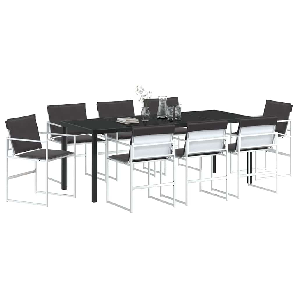 vidaXL Garten Essgruppe 9 pcs Weiß Pulverbeschichteter Stahl