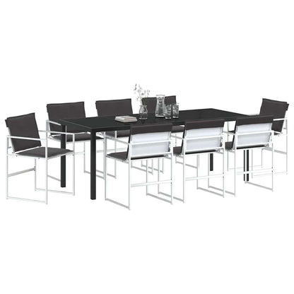 vidaXL Garten Essgruppe 9 pcs Weiß Pulverbeschichteter Stahl