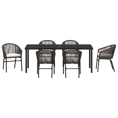 Garten Essgruppe 7 pcs Braun Pulverbeschichteter Stahl