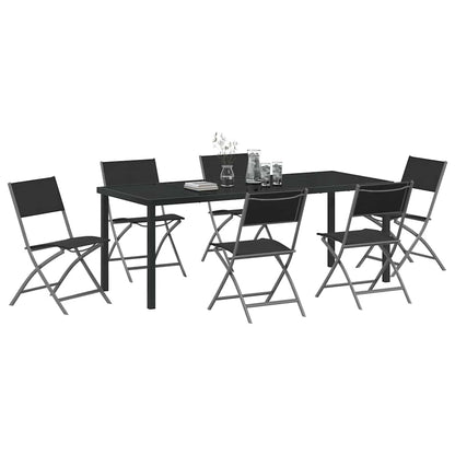 Garten Essgruppe 7 pcs Schwarz Pulverbeschichteter Stahl