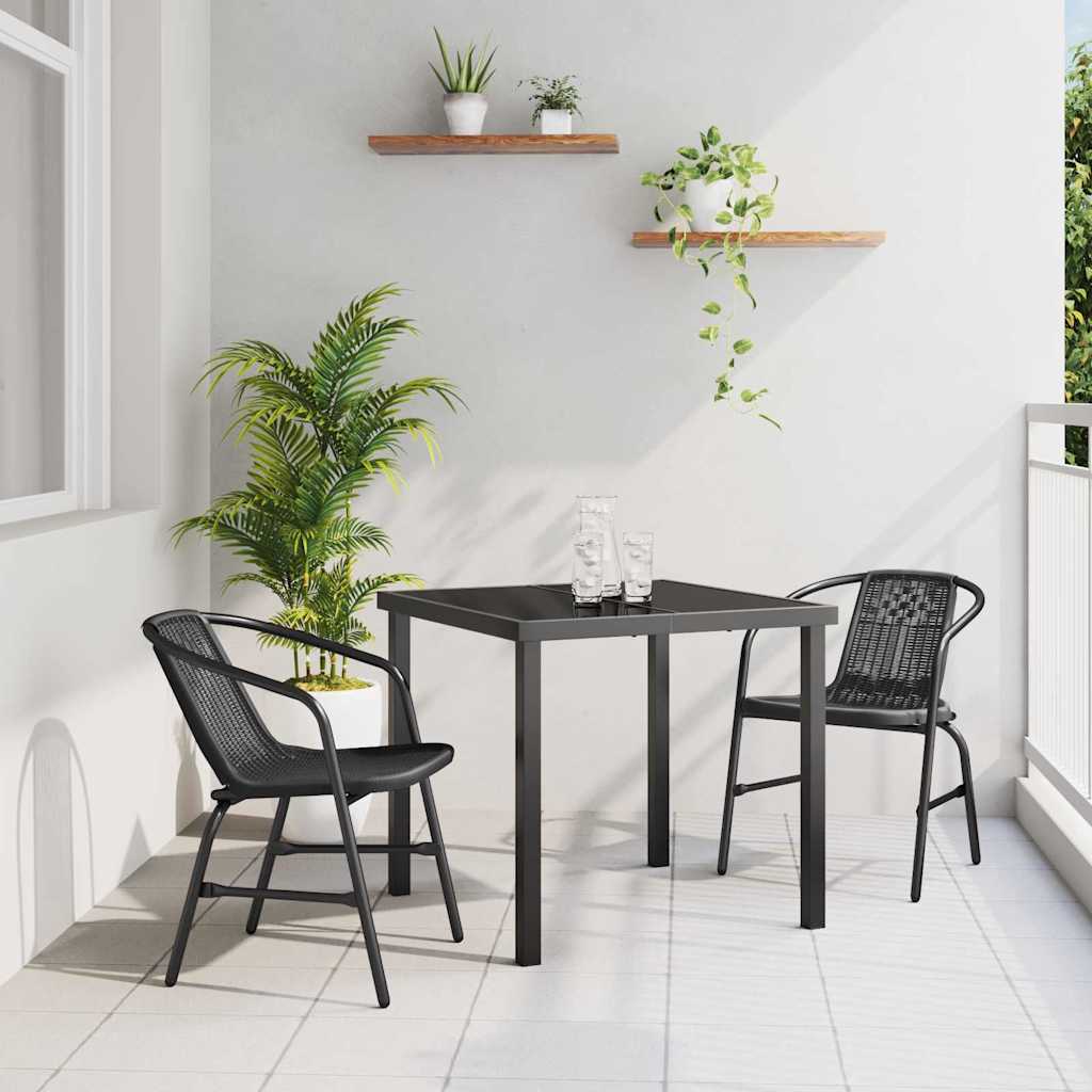 vidaXL Garten Essgruppe 3 pcs Schwarz Pulverbeschichteter Stahl