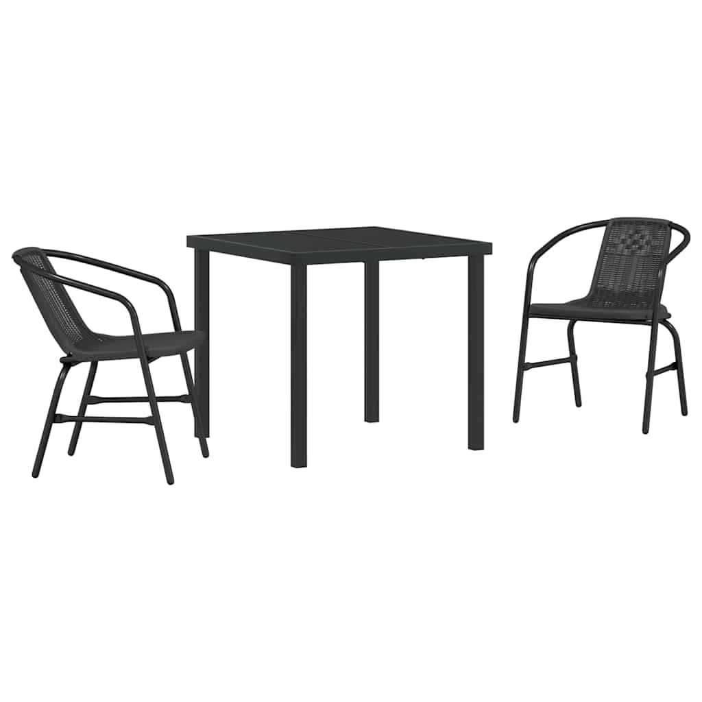 vidaXL Garten Essgruppe 3 pcs Schwarz Pulverbeschichteter Stahl