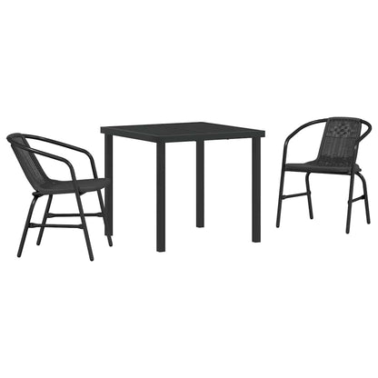 vidaXL Garten Essgruppe 3 pcs Schwarz Pulverbeschichteter Stahl