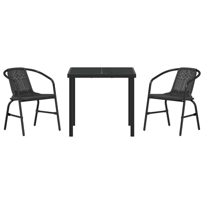 vidaXL Garten Essgruppe 3 pcs Schwarz Pulverbeschichteter Stahl