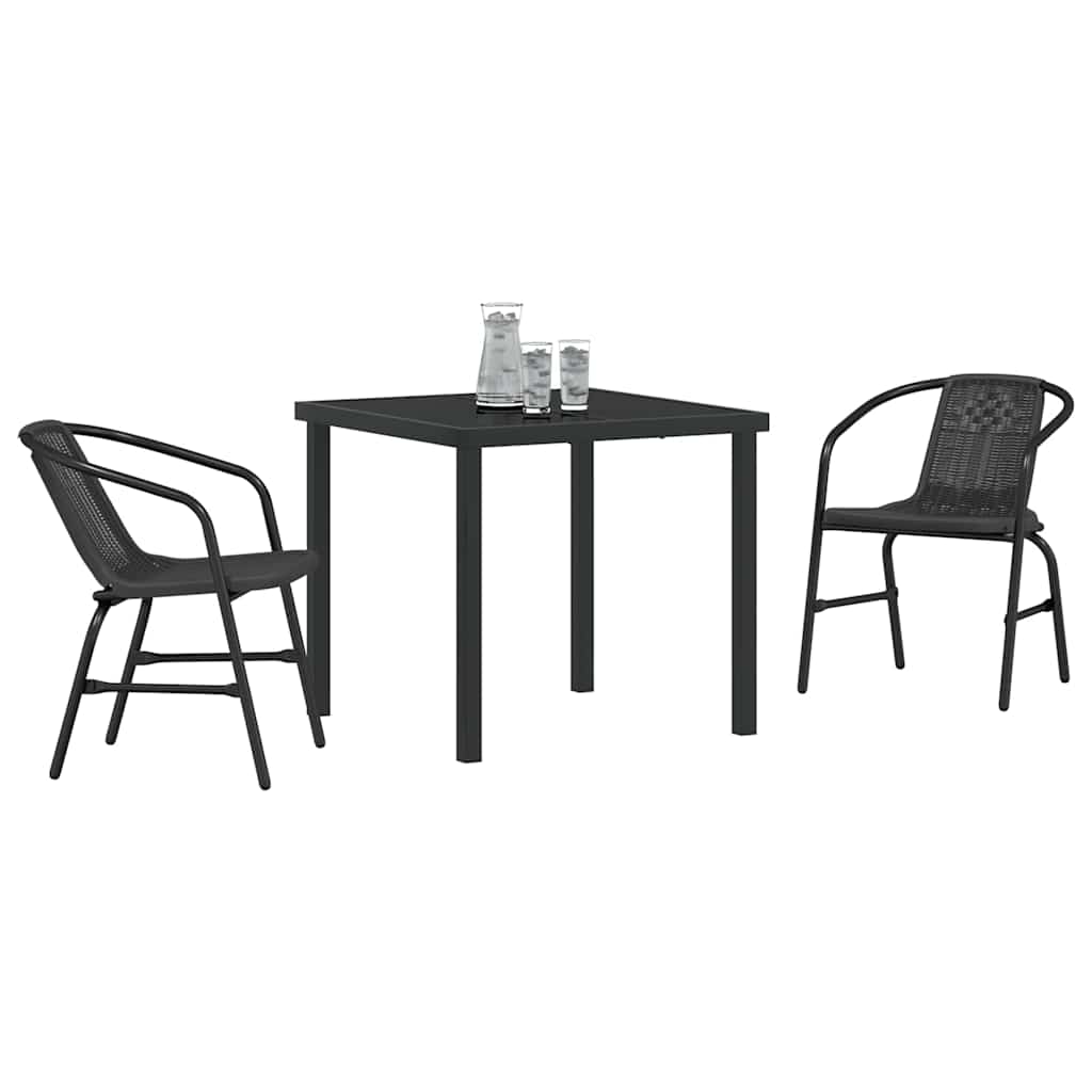 vidaXL Garten Essgruppe 3 pcs Schwarz Pulverbeschichteter Stahl