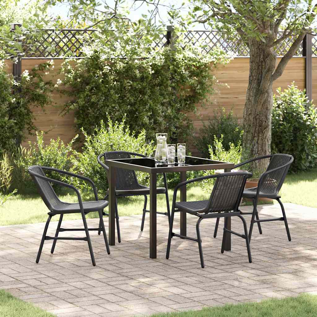 vidaXL Ensemble de salle à manger de jardin 5 pcs Acier enduit de poudre noir
