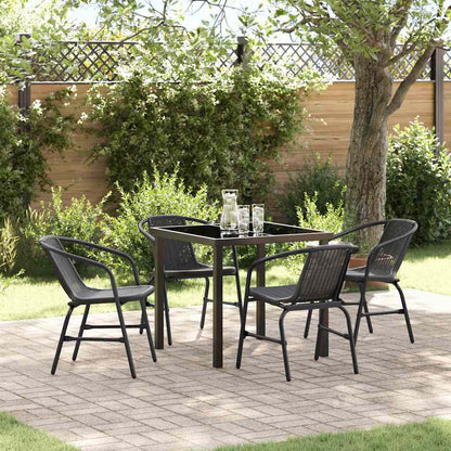 vidaXL Ensemble de salle à manger de jardin 5 pcs Acier enduit de poudre noir