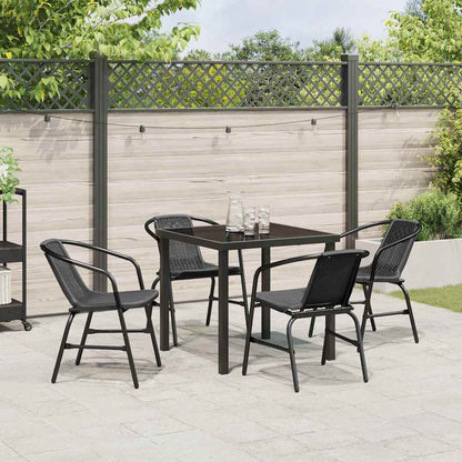 vidaXL Ensemble de salle à manger de jardin 5 pcs Acier enduit de poudre noir
