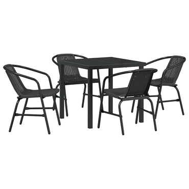 vidaXL Ensemble de salle à manger de jardin 5 pcs Acier enduit de poudre noir