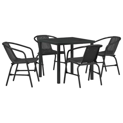 vidaXL Ensemble de salle à manger de jardin 5 pcs Acier enduit de poudre noir
