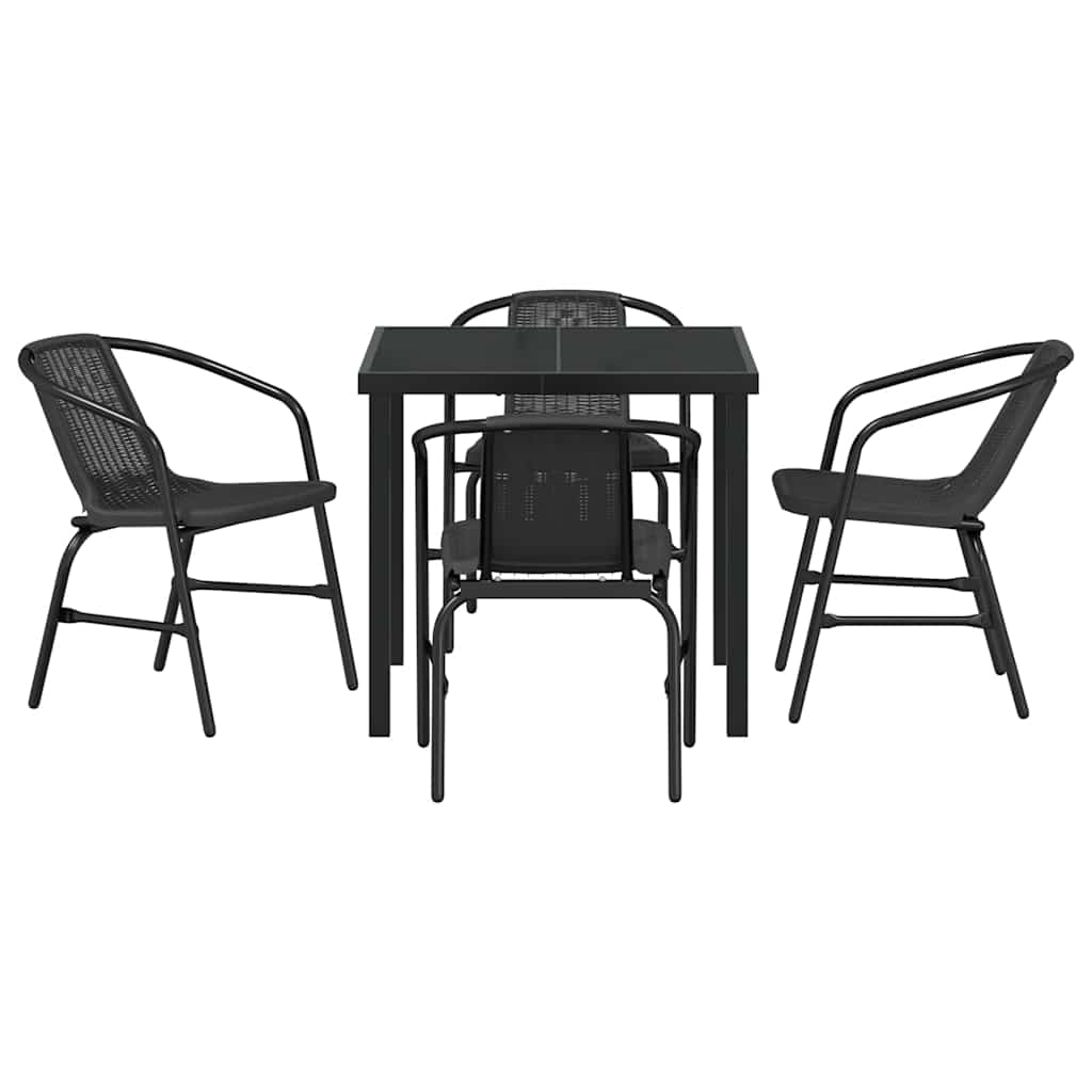 vidaXL Ensemble de salle à manger de jardin 5 pcs Acier enduit de poudre noir