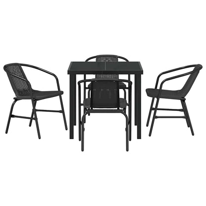 vidaXL Ensemble de salle à manger de jardin 5 pcs Acier enduit de poudre noir