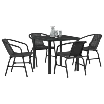 vidaXL Ensemble de salle à manger de jardin 5 pcs Acier enduit de poudre noir