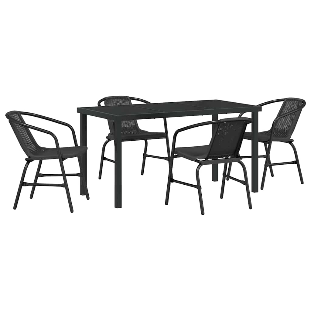 Garten Essgruppe 5 pcs Schwarz Pulverbeschichteter Stahl