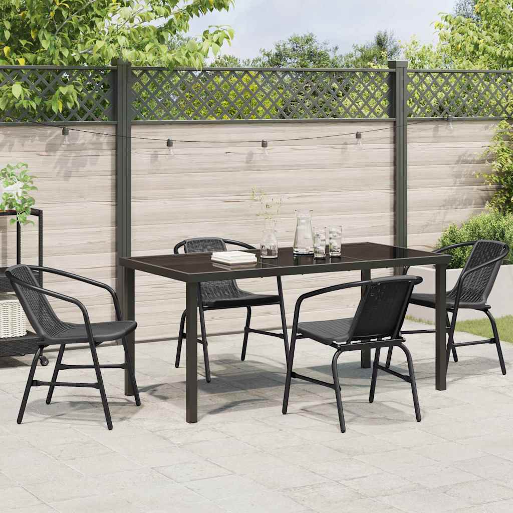 vidaXL Ensemble de salle à manger de jardin 5 pcs Acier enduit de poudre noir