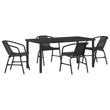 vidaXL Ensemble de salle à manger de jardin 5 pcs Acier enduit de poudre noir