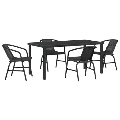 vidaXL Ensemble de salle à manger de jardin 5 pcs Acier enduit de poudre noir