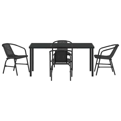 vidaXL Ensemble de salle à manger de jardin 5 pcs Acier enduit de poudre noir