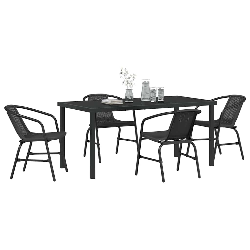 vidaXL Ensemble de salle à manger de jardin 5 pcs Acier enduit de poudre noir