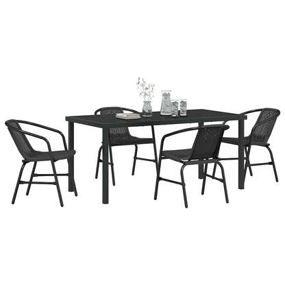 vidaXL Ensemble de salle à manger de jardin 5 pcs Acier enduit de poudre noir