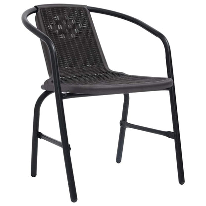 vidaXL Garten Essgruppe 7 pcs Schwarz Pulverbeschichteter Stahl