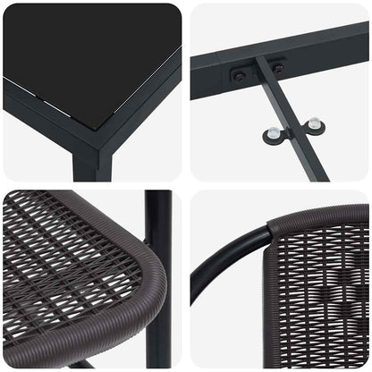 Garten Essgruppe 7 pcs Schwarz Pulverbeschichteter Stahl