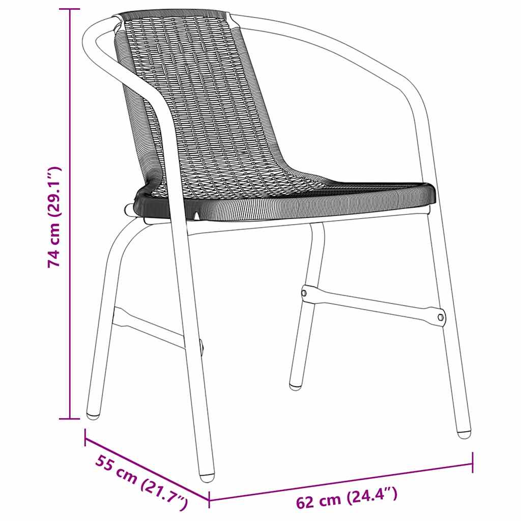 Garten Essgruppe 7 pcs Schwarz Pulverbeschichteter Stahl