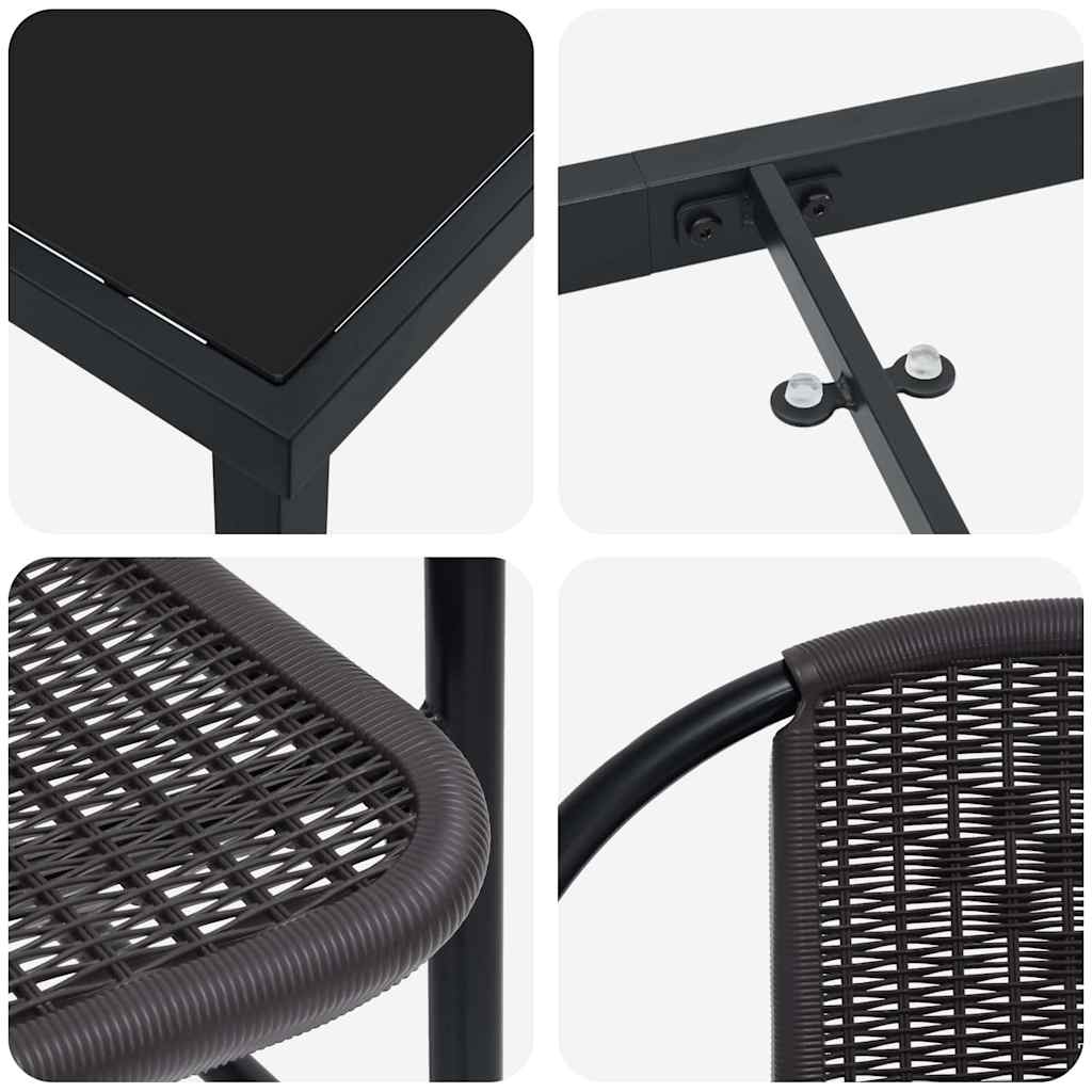 vidaXL Garten Essgruppe 9 pcs Schwarz Pulverbeschichteter Stahl