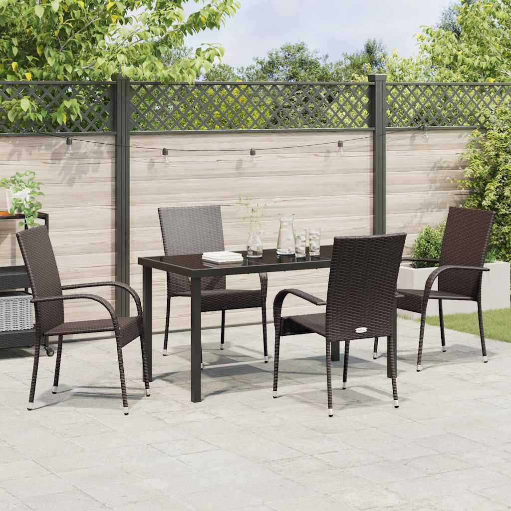 Garten Essgruppe 5 pcs Braun Pulverbeschichteter Stahl