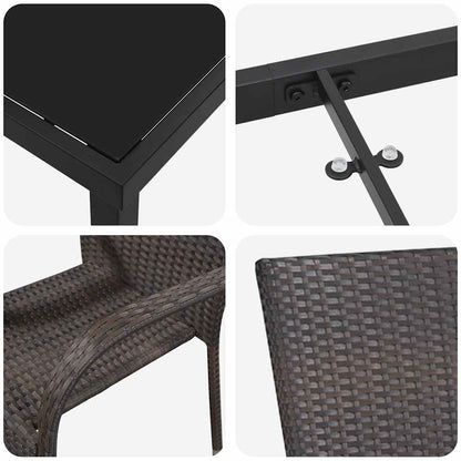 Garten Essgruppe 5 pcs Braun Pulverbeschichteter Stahl