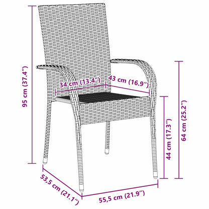Garten Essgruppe 7 pcs Schwarz Pulverbeschichteter Stahl