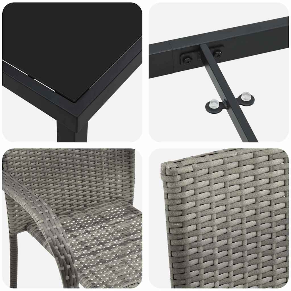 Garten Essgruppe 5 pcs Grau Pulverbeschichteter Stahl