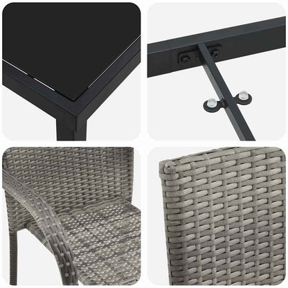 Garten Essgruppe 5 pcs Grau Pulverbeschichteter Stahl