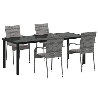 Garten Essgruppe 5 pcs Grau Pulverbeschichteter Stahl