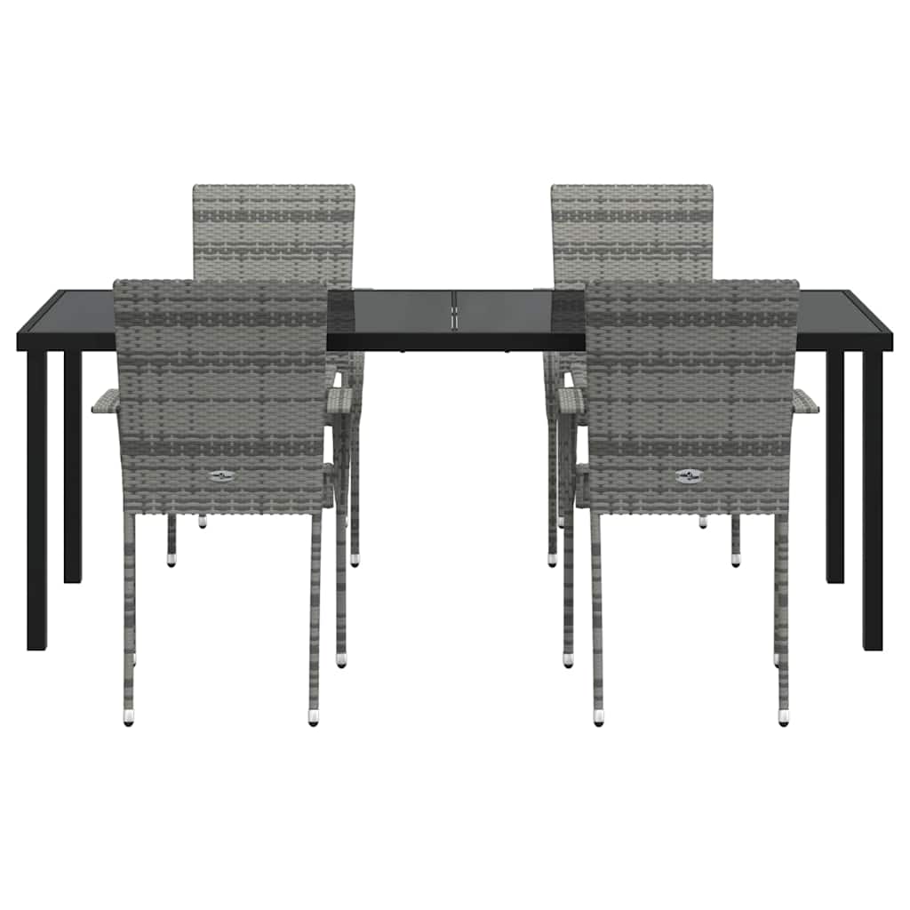 Garten Essgruppe 5 pcs Grau Pulverbeschichteter Stahl