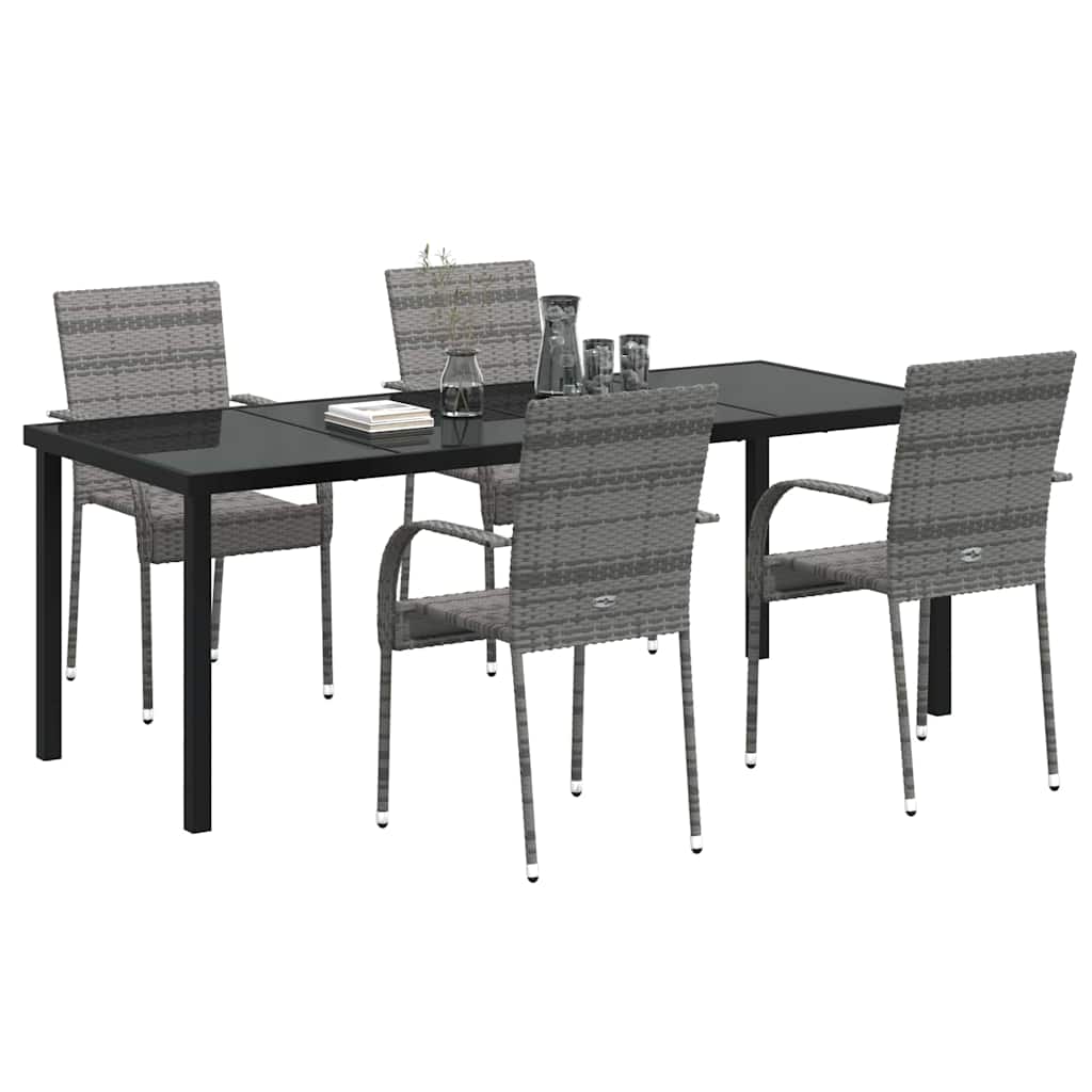 Garten Essgruppe 5 pcs Grau Pulverbeschichteter Stahl