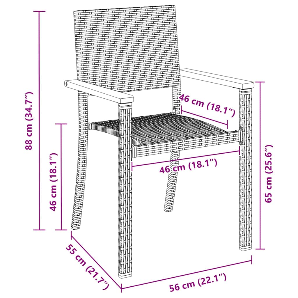 Garten Essgruppe 7 pcs Schwarz Pulverbeschichteter Stahl