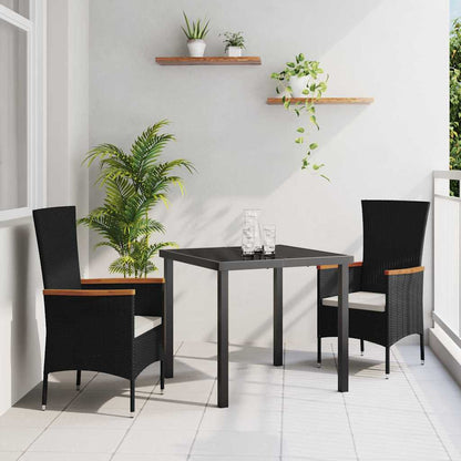 vidaXL Garten Essgruppe 3 pcs Schwarz Pulverbeschichteter Stahl