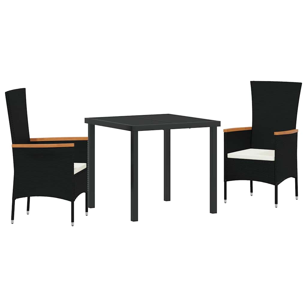 vidaXL Garten Essgruppe 3 pcs Schwarz Pulverbeschichteter Stahl