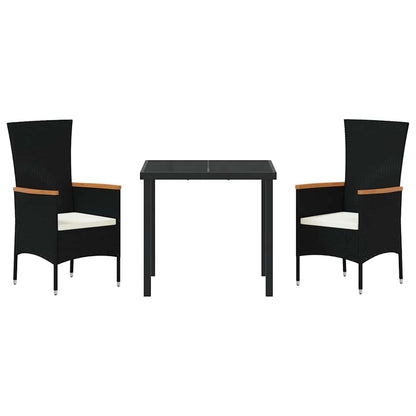 vidaXL Garten Essgruppe 3 pcs Schwarz Pulverbeschichteter Stahl