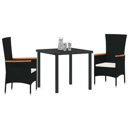 vidaXL Garten Essgruppe 3 pcs Schwarz Pulverbeschichteter Stahl