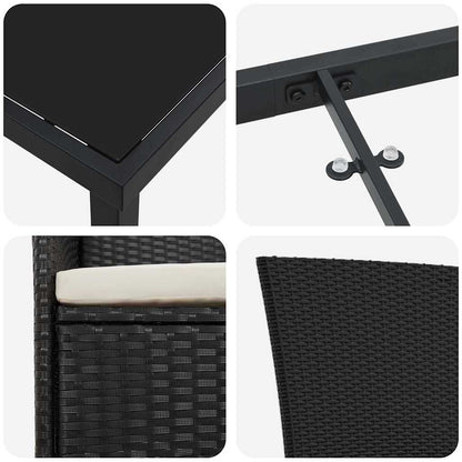 Garten Essgruppe 5 pcs Schwarz Pulverbeschichteter Stahl