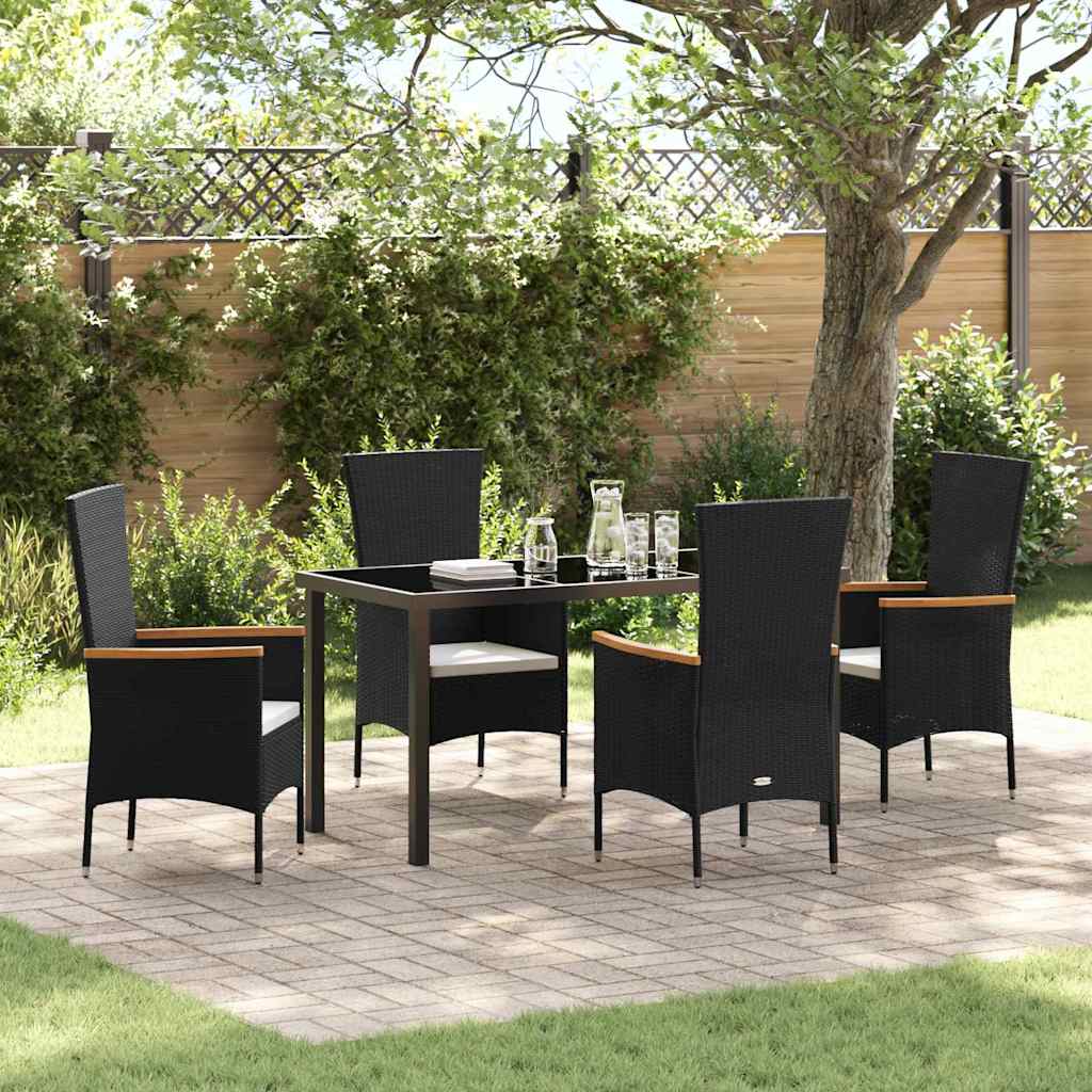 Garten Essgruppe 5 pcs Schwarz Pulverbeschichteter Stahl