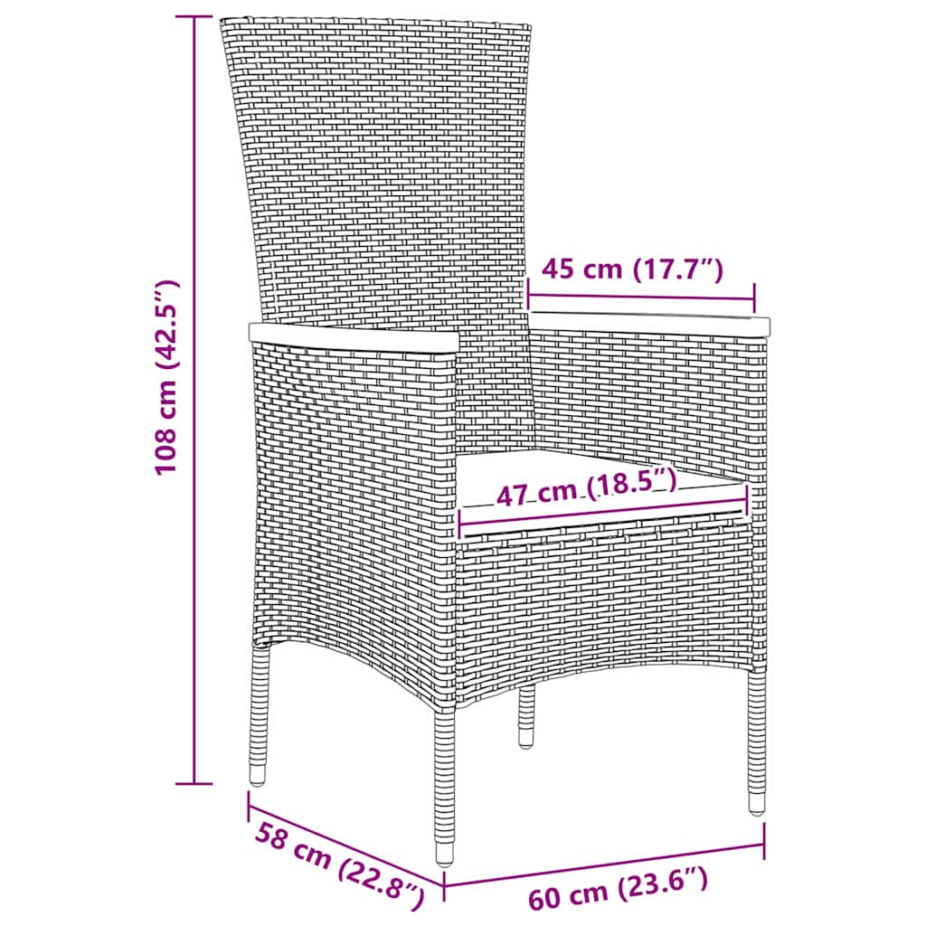 Garten Essgruppe 5 pcs Schwarz Pulverbeschichteter Stahl