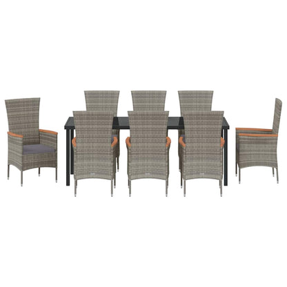 Garten Essgruppe 9 pcs Grau Pulverbeschichteter Stahl